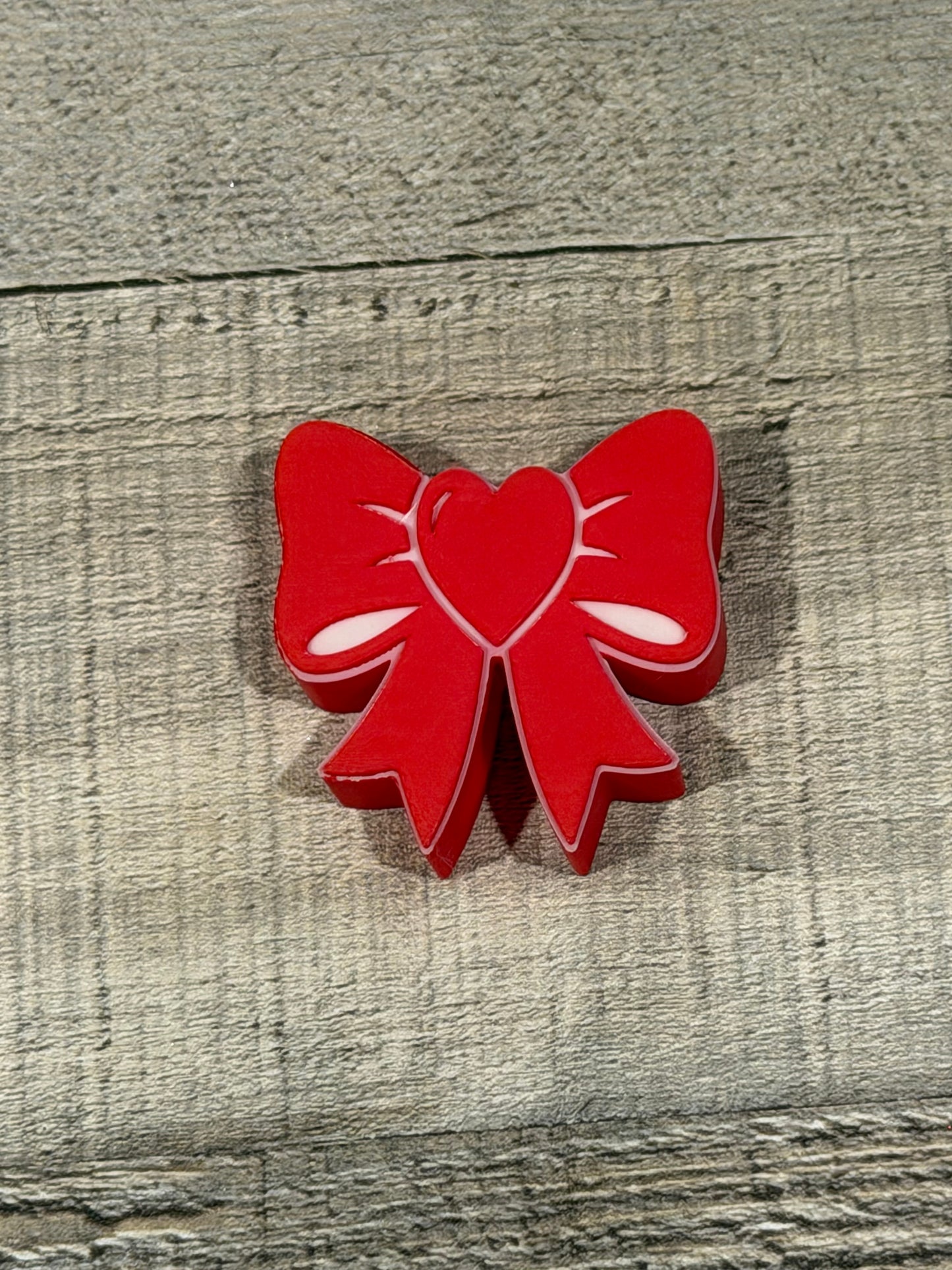 Red Bow with Heart Straw topper