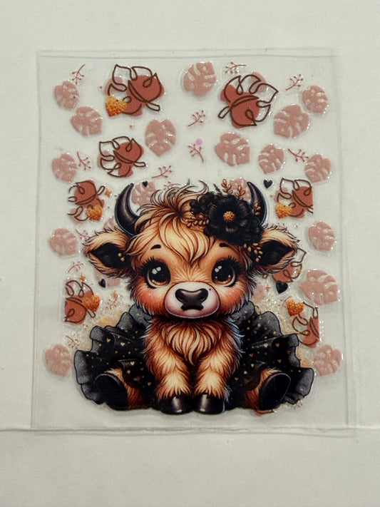 Sanitizer Wrap - Highland Cow  Black Flower