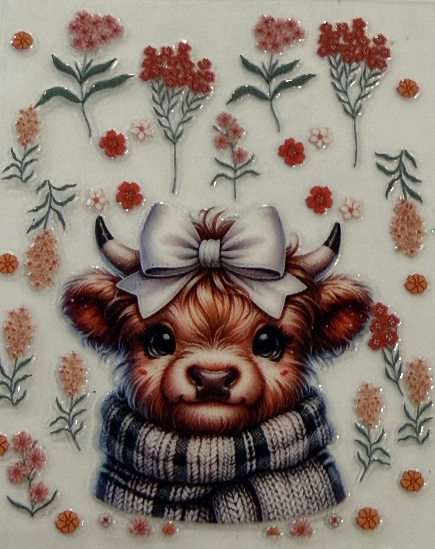 Sanitizer Wrap - Highland Cow White Bow