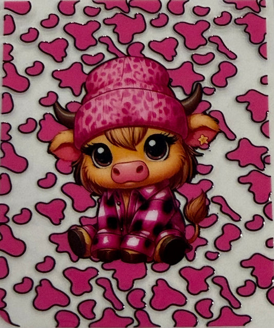 Sanitizer Wrap - Highland Cow Pink