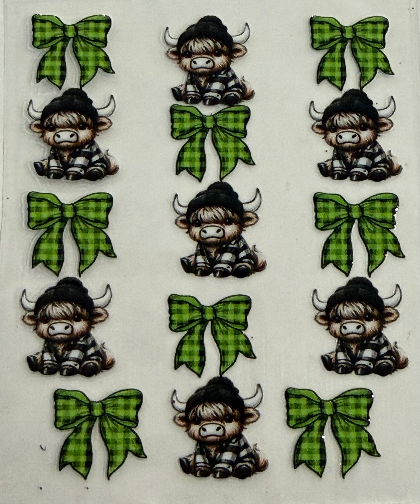 Sanitizer Wrap -Highland Cow Green Bow
