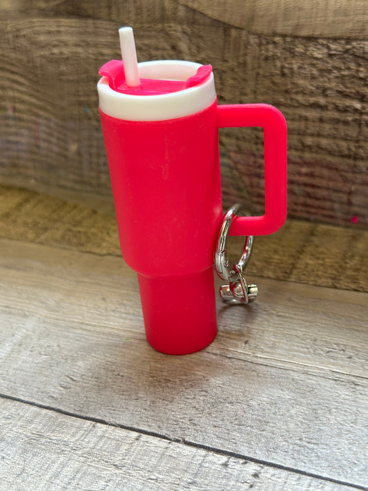 Mini Stanley Keychain # Hot Pink