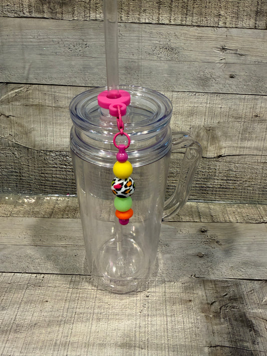 Multi Pink Straw Charm
