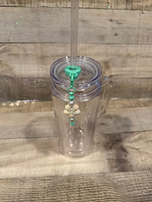 White Flower Straw Charm