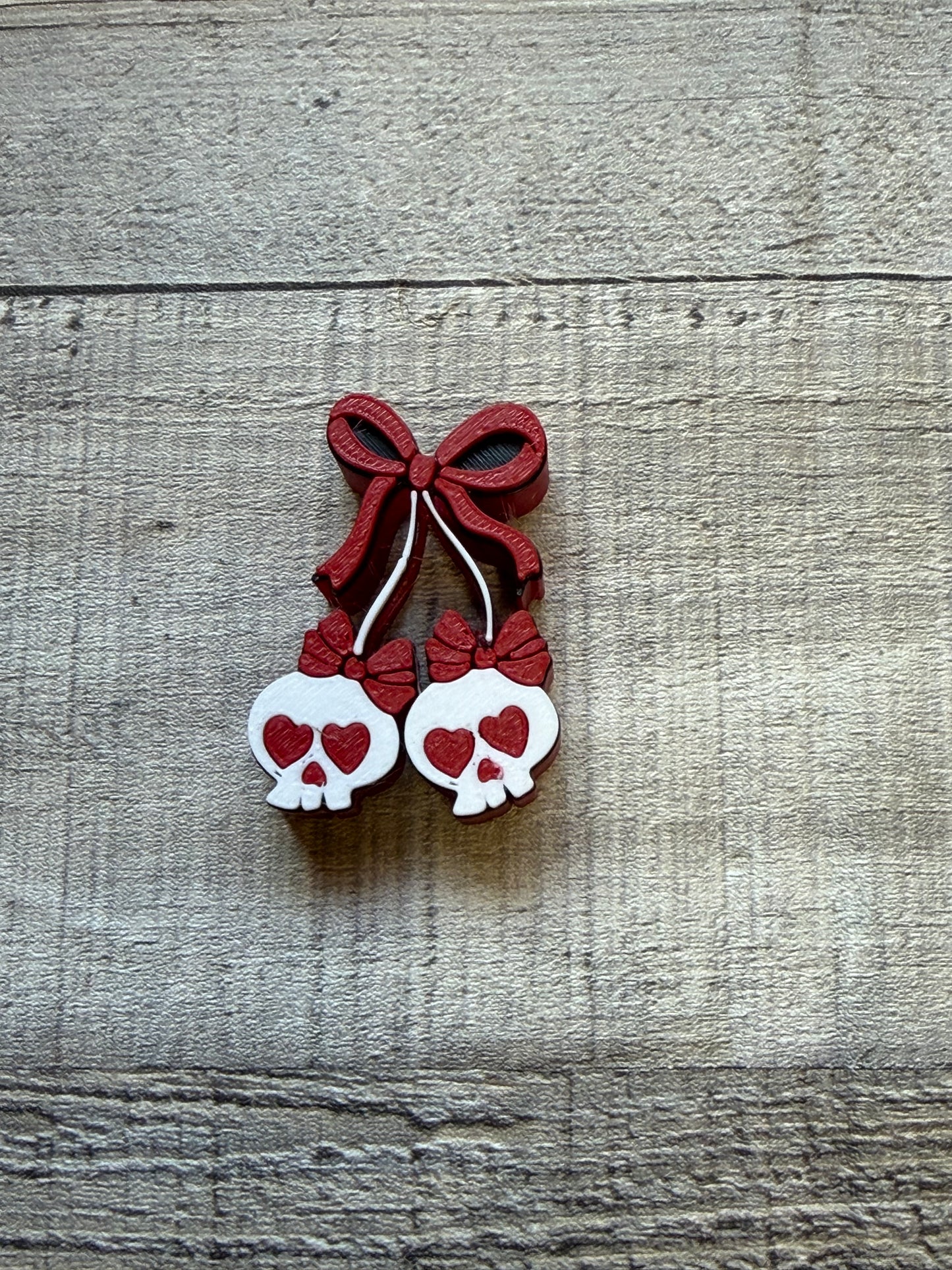 Skull cherry & Bow Straw Topper