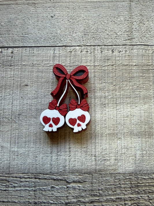 Skull cherry & Bow Straw Topper