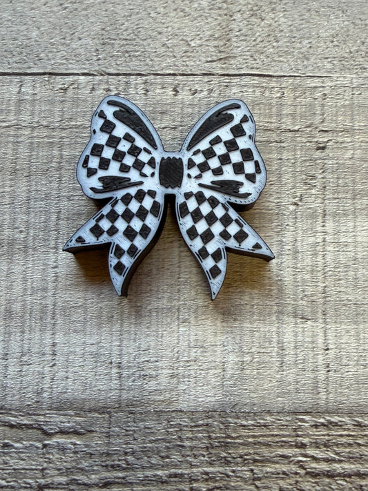 Checkered Bow Straw Topper